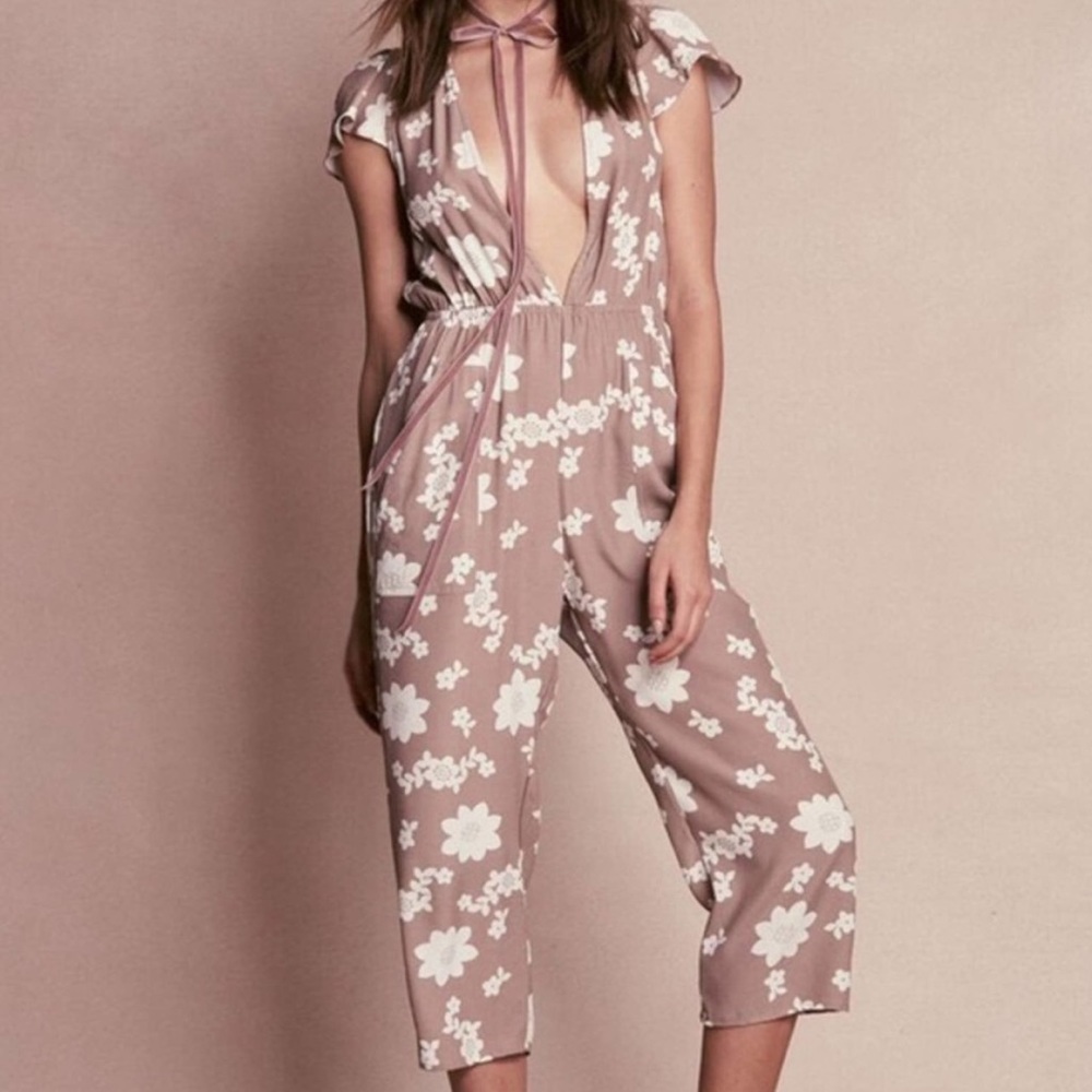 For Love & Lemons Sweet Jane Plunging Jumpsuit